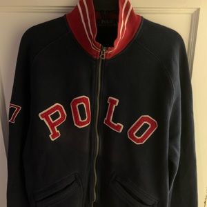 Vintage Polo Zip Up Letterman Sweater